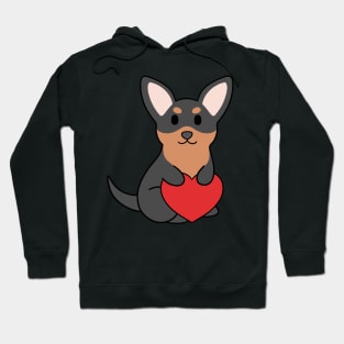 Black and Brown Chihuahua Heart Hoodie